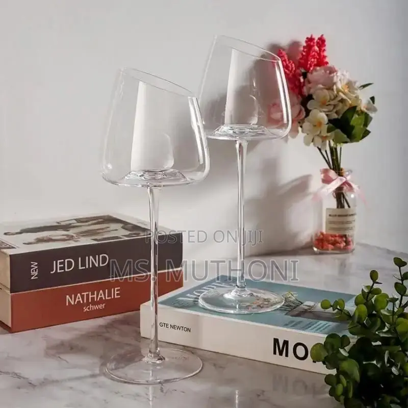 2pc Slanted Crystal Wine Glass Set – 350ml Medium Capacity