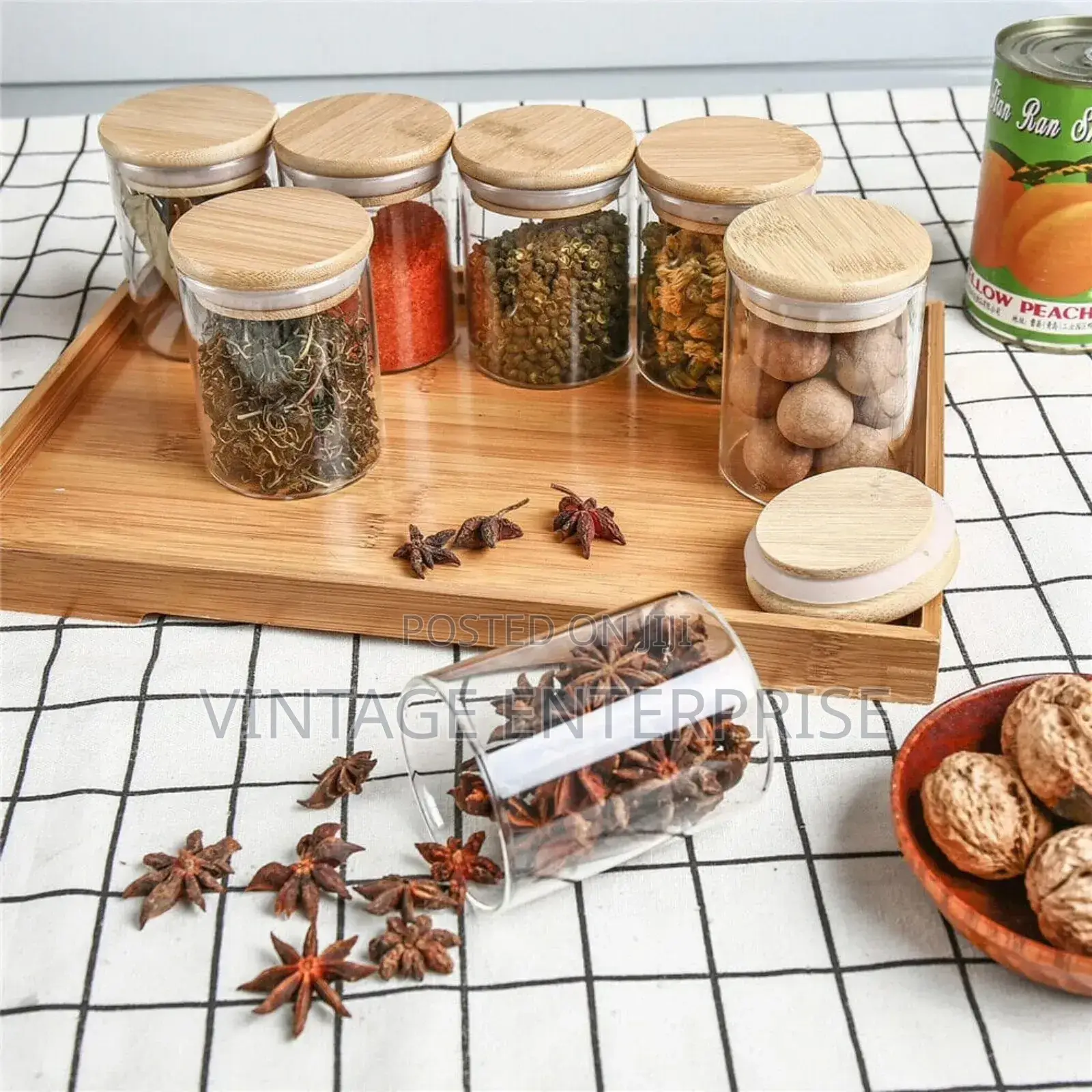 12pcs Round Glass Spice Jars Set