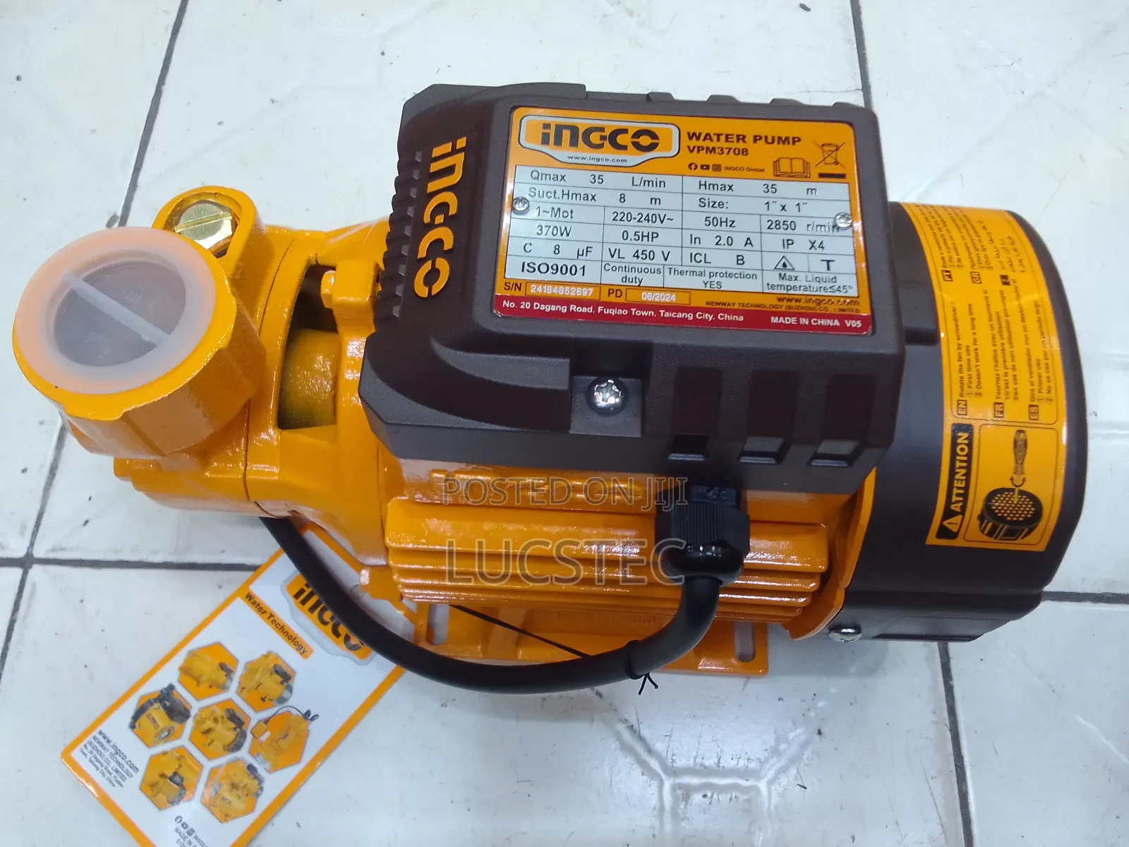 Ingco Vpm3708 Water Pump 370w 0.5hp