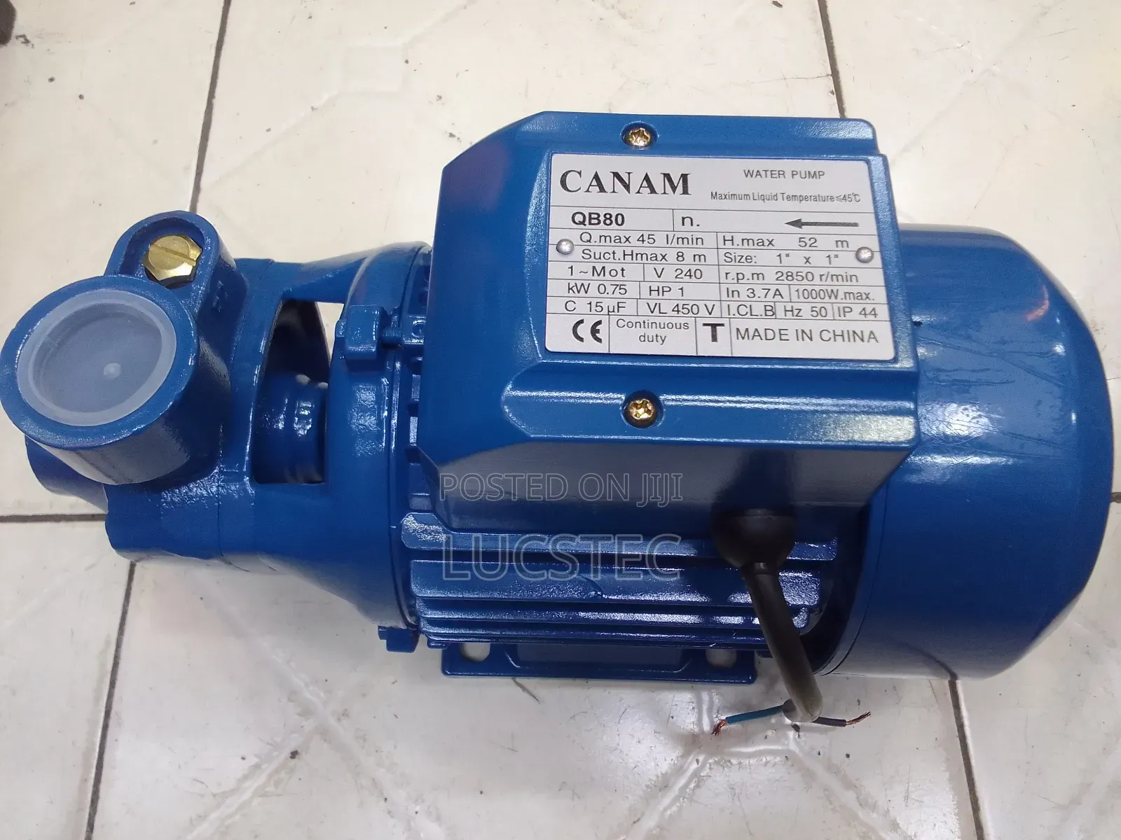 CANAM QB80 Water Pump 0.75kw 1.0hp