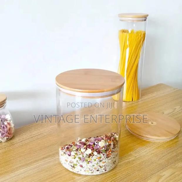 Large Capacity Glass Storage Container With Bamboo Lid 2ltr