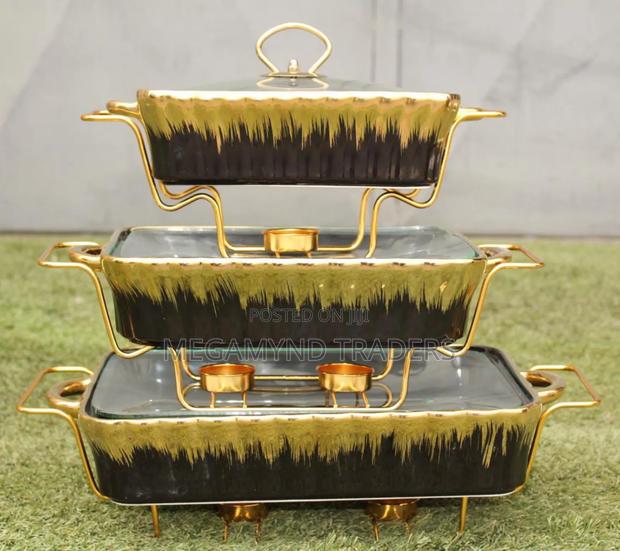 3pc Ceramic Chaffing Dishes/Porcelain Service Dish - thumbnail 4