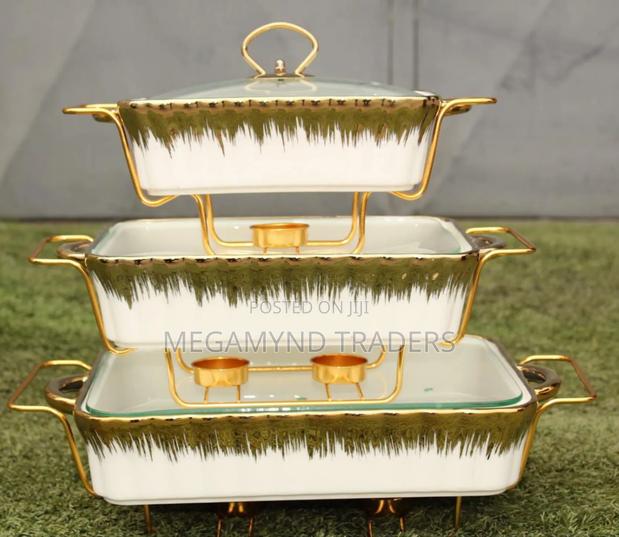 3pc Ceramic Chaffing Dishes/Porcelain Service Dish - main view