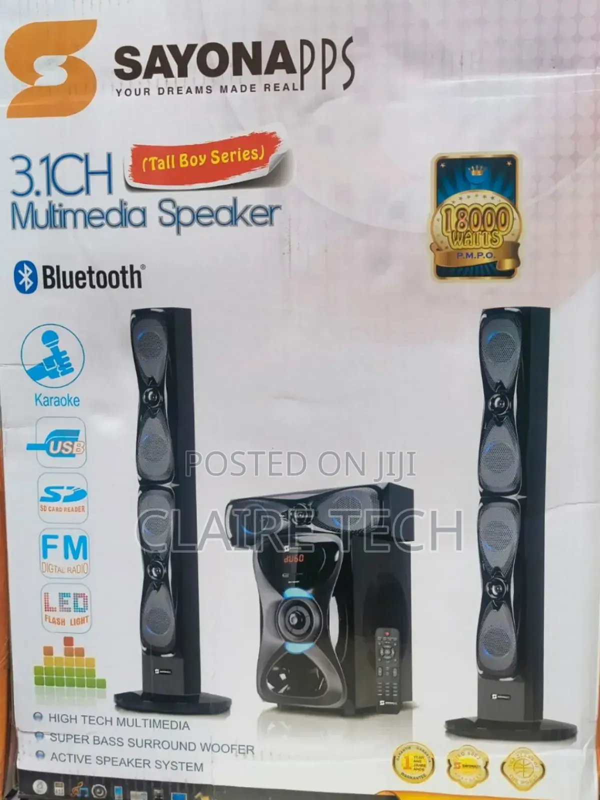 SHT-1204BT Sayona 3.1CH Subwoofer System Tallboy Speaker