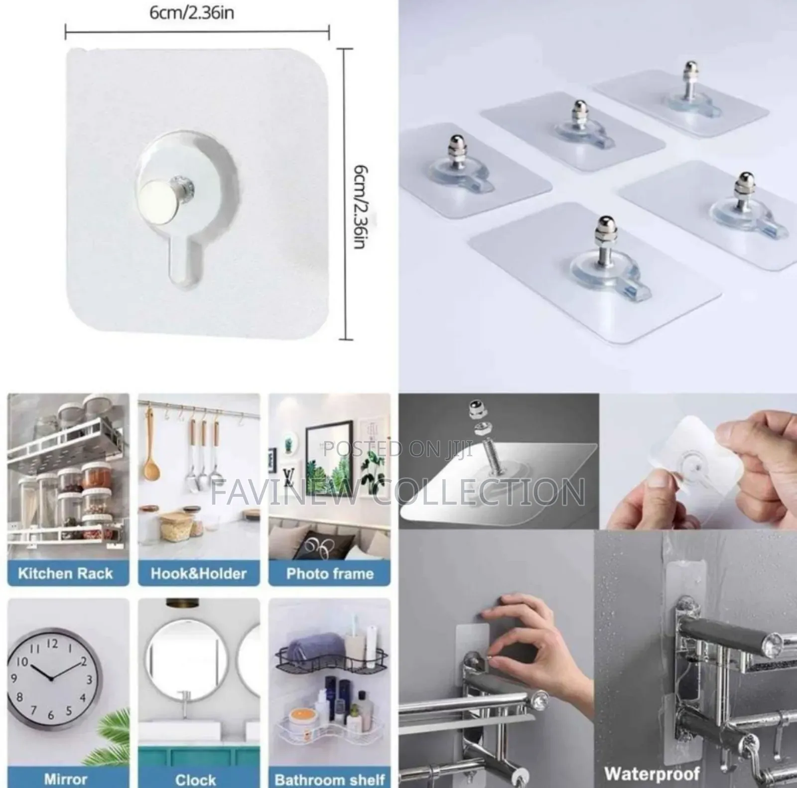 10pcs Transparent Adhesive Wall Hooks*