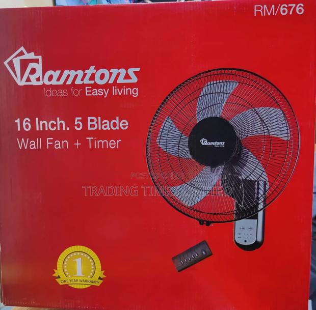 RM/676 Ramtons 16 Inches Wall Fan 5 Blades With Remote