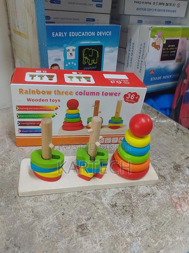 Wooden Rainbow Colorful Ring Tower 3 - main view
