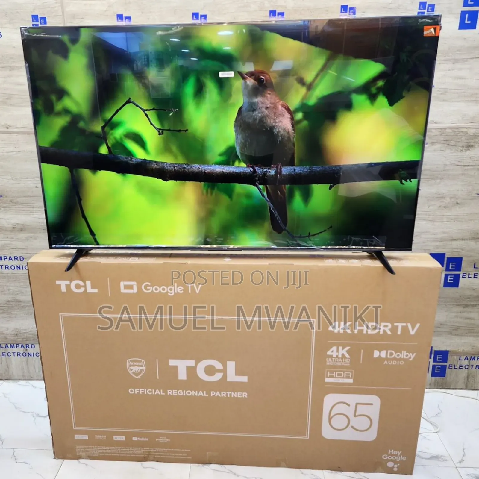 TCL 65′′ Uhd HDR Smart Google Tv Netflix, Hulu 2024 Model