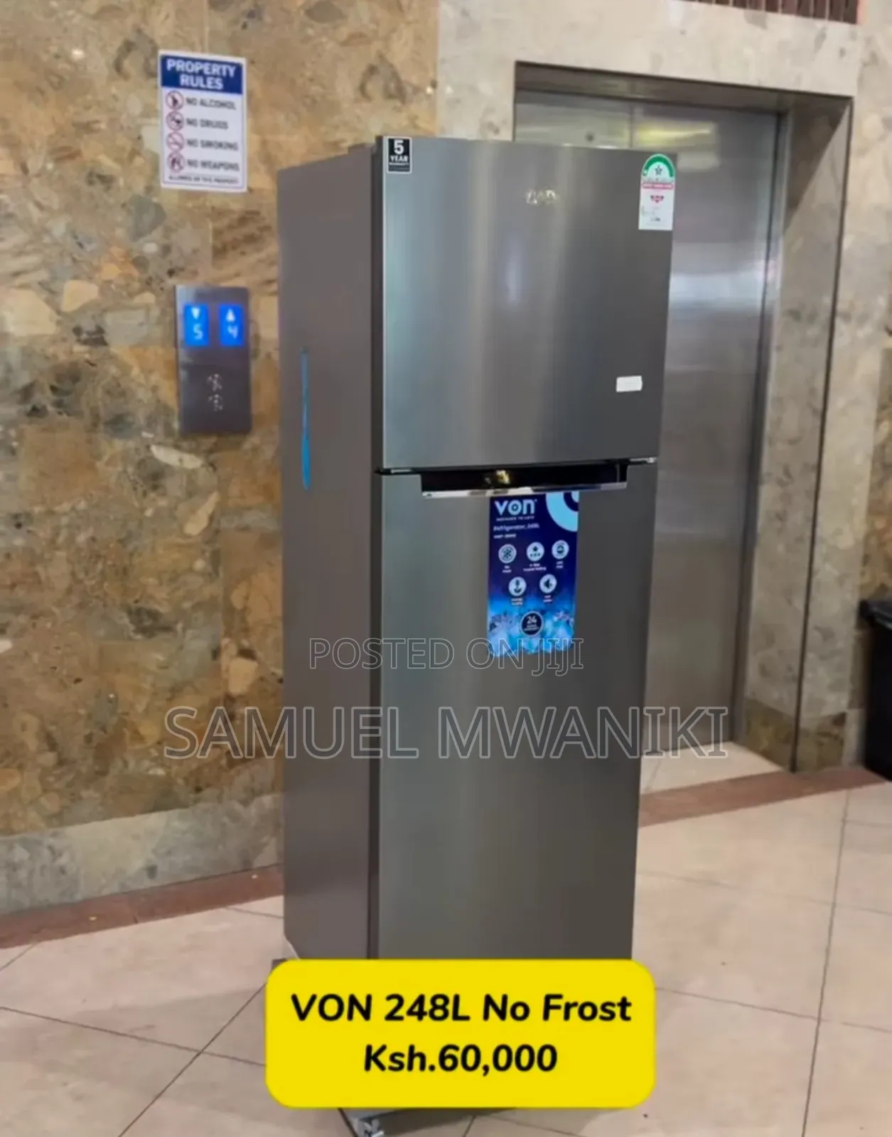 Von DOUBLE DOOR Fridge 248 Liters No Frost