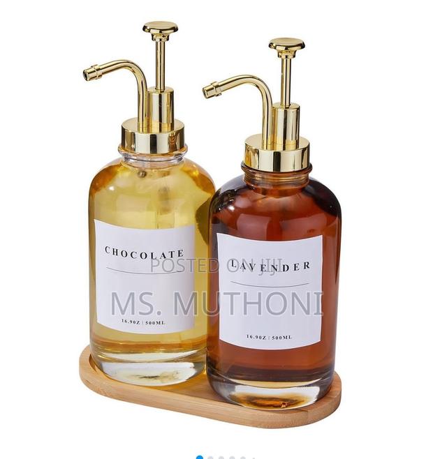 *2 Pc Set Coffee Syrup Dispenser + Bamboo Tray - main view