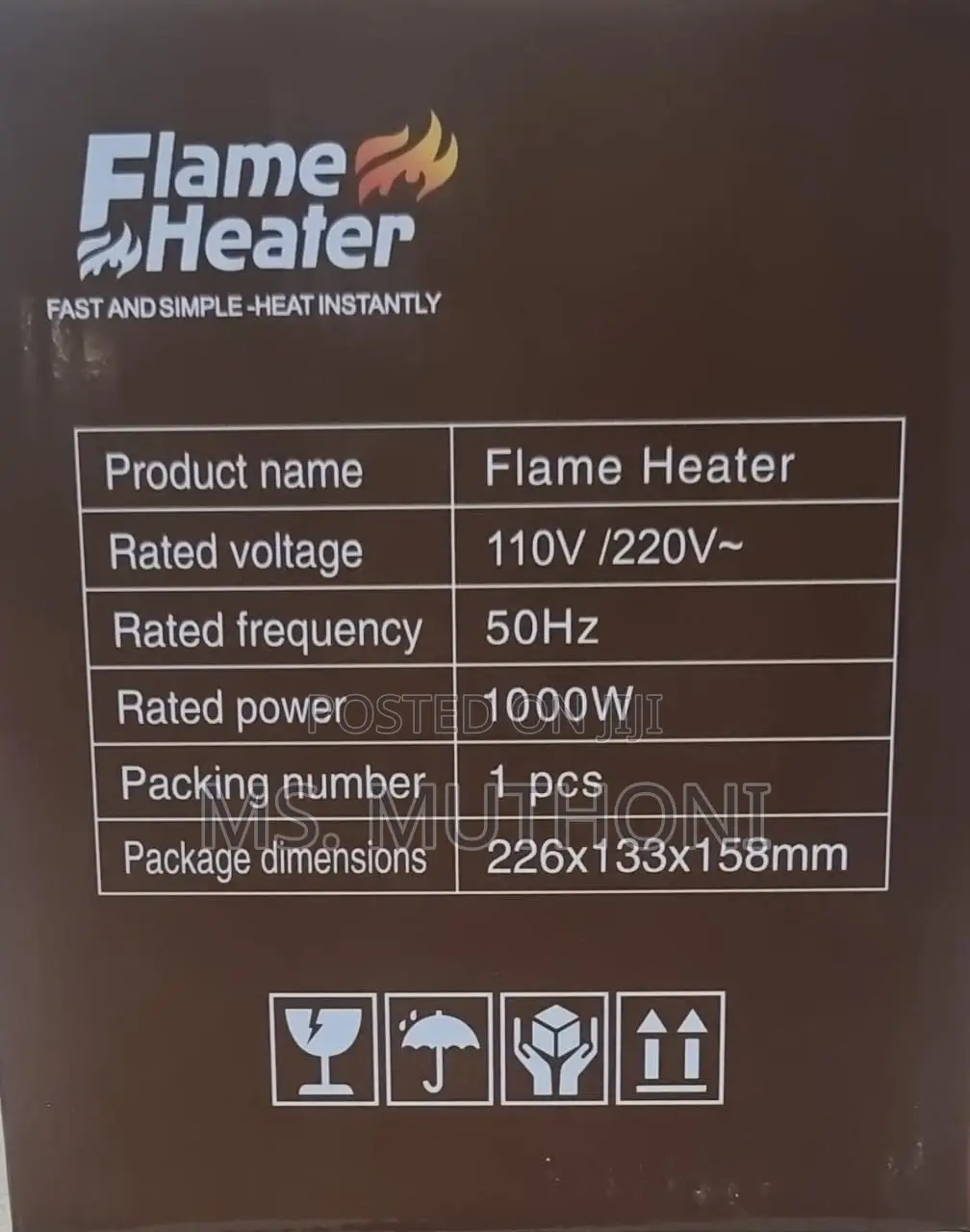 1000W Flame Heater / Fireplace