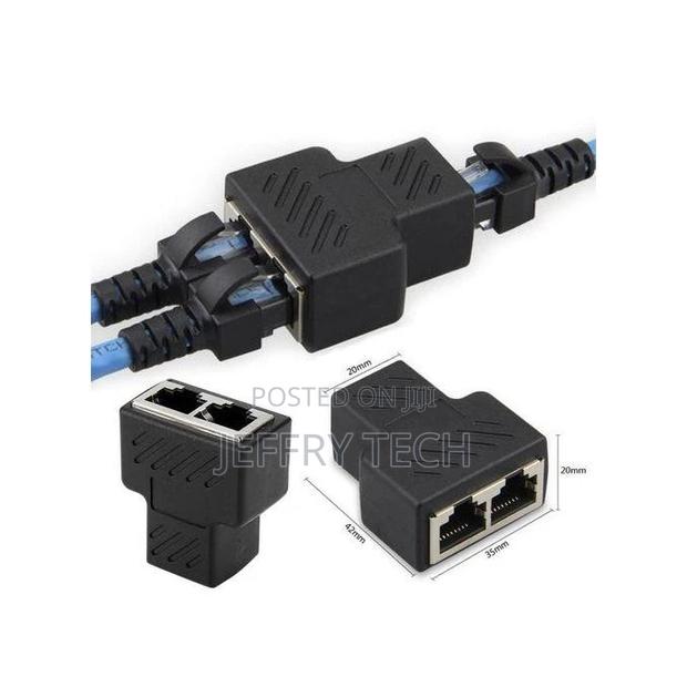 1 to 2 Ethernet Network RJ45 Splitter Extender Plug Adapter - thumbnail 2