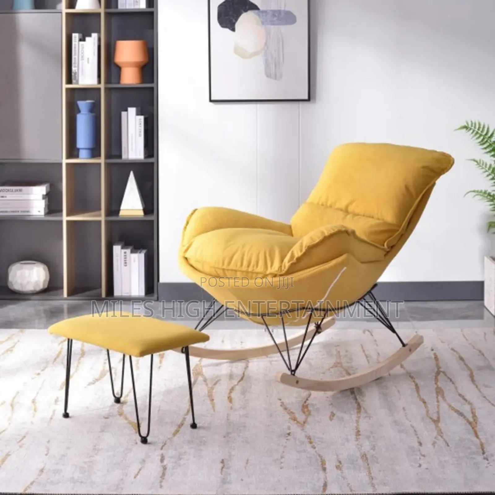 Balcony Chair Rocking Chair With Fabric Bean Bag Footrest