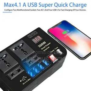 4 USB Car Power Inverter | 300W DC 12V to AC 220V Converter