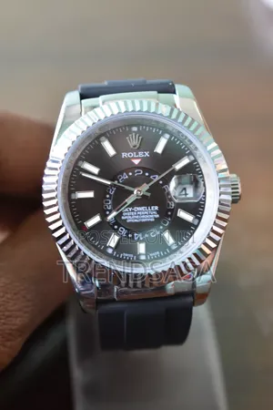 Rolex Skydweller Silver Black Rubber Straps