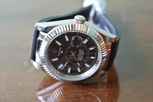 Rolex Skydweller Silver Black Rubber Straps