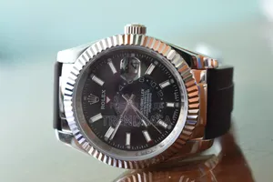 Rolex Skydweller Silver Black Rubber Straps