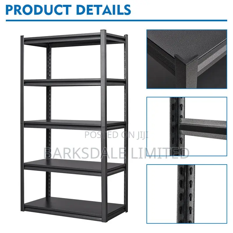 Shelves Metal Adjustable Storage 5-tier 90*40*180cm Black