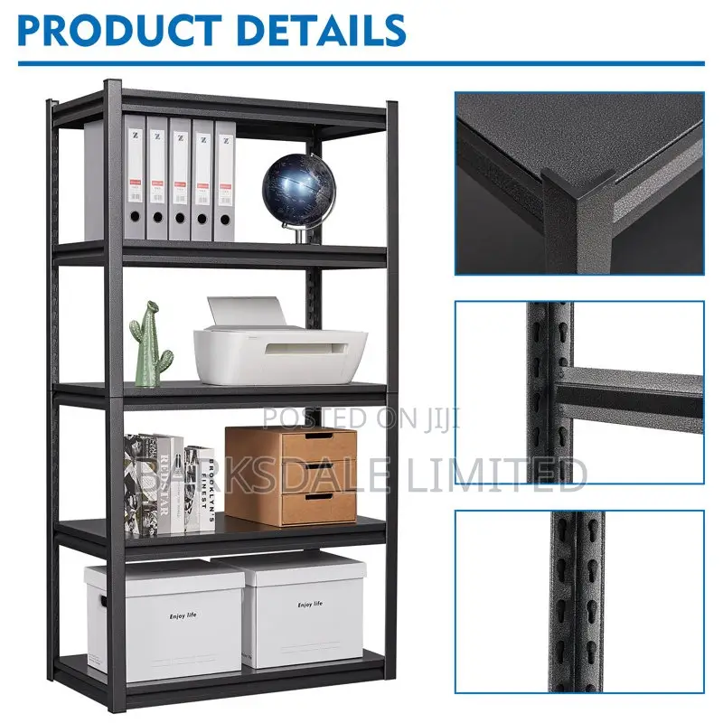 Shelves Metal Adjustable Storage 5-tier 90*40*180cm Black