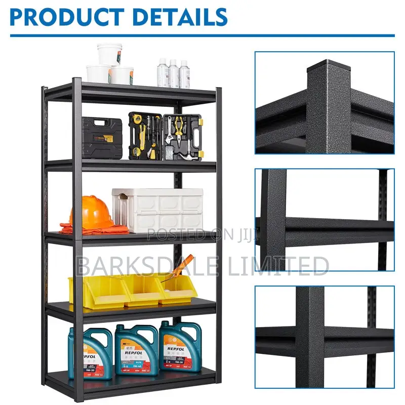 Shelves Metal Adjustable Storage 5-tier 90*40*180cm Black