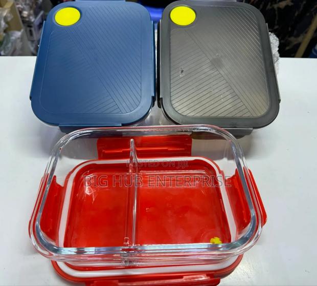 *2 Grid Microwave - Safe Partitioned Glass Lunch Box 1000ml - thumbnail 2