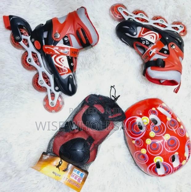 Complete Red Roller Skating Shoes With Protective Gears••°•• - main view