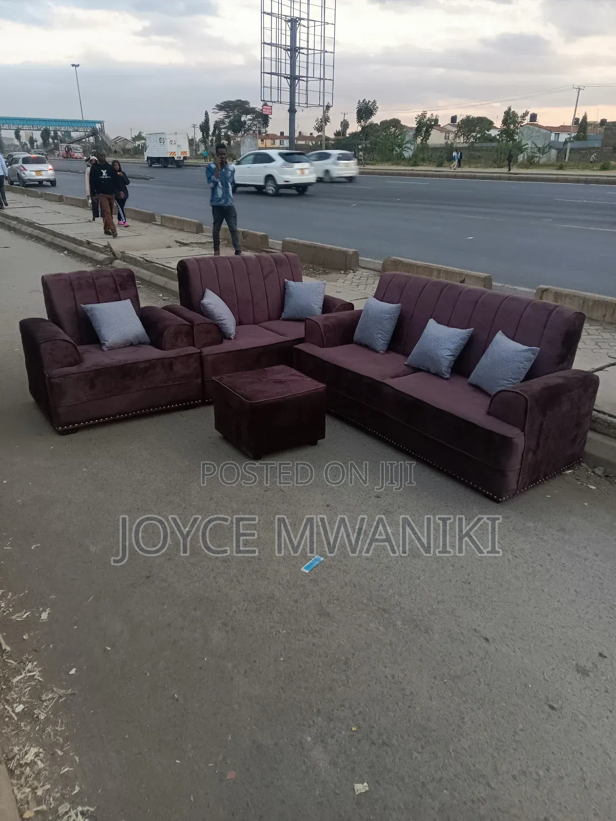 Sofa Set, Dark Brown 6 Seater 