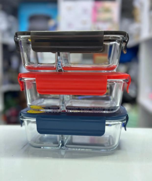 *3 Grid Microwave - Safe Partitioned Glass Lunch Box - thumbnail 2