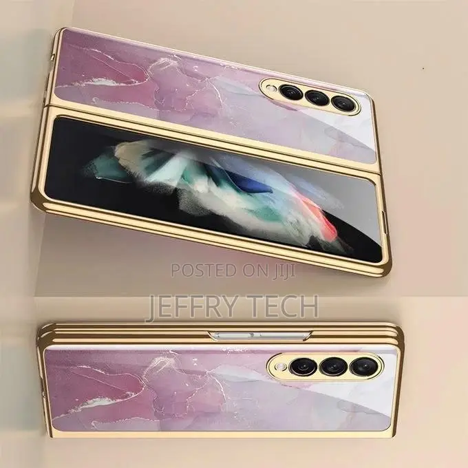Tempered Gl Case for Samsung Galaxy Z Fold 3 5G Case Platin