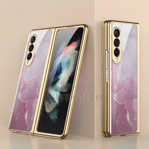 Tempered Gl Case for Samsung Galaxy Z Fold 3 5G Case Platin