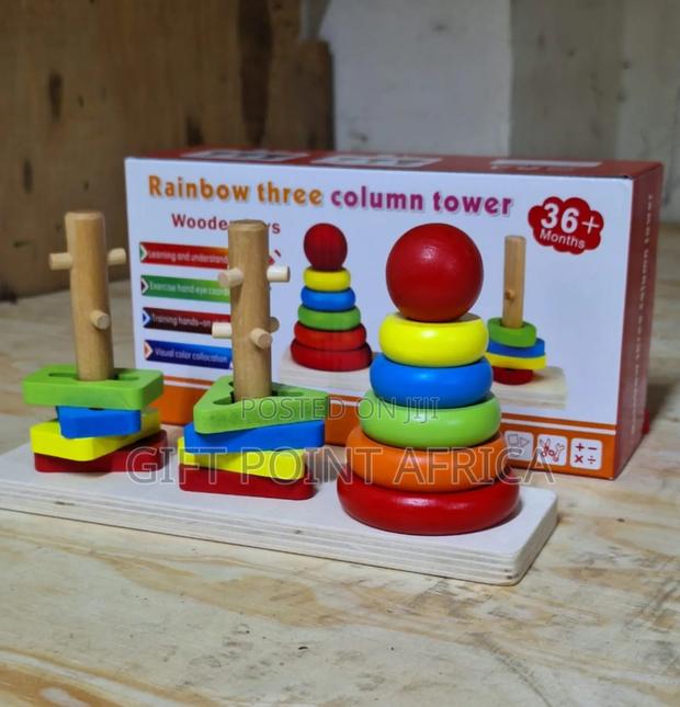 Three Columns Wooden Rainbow for Kids - main view