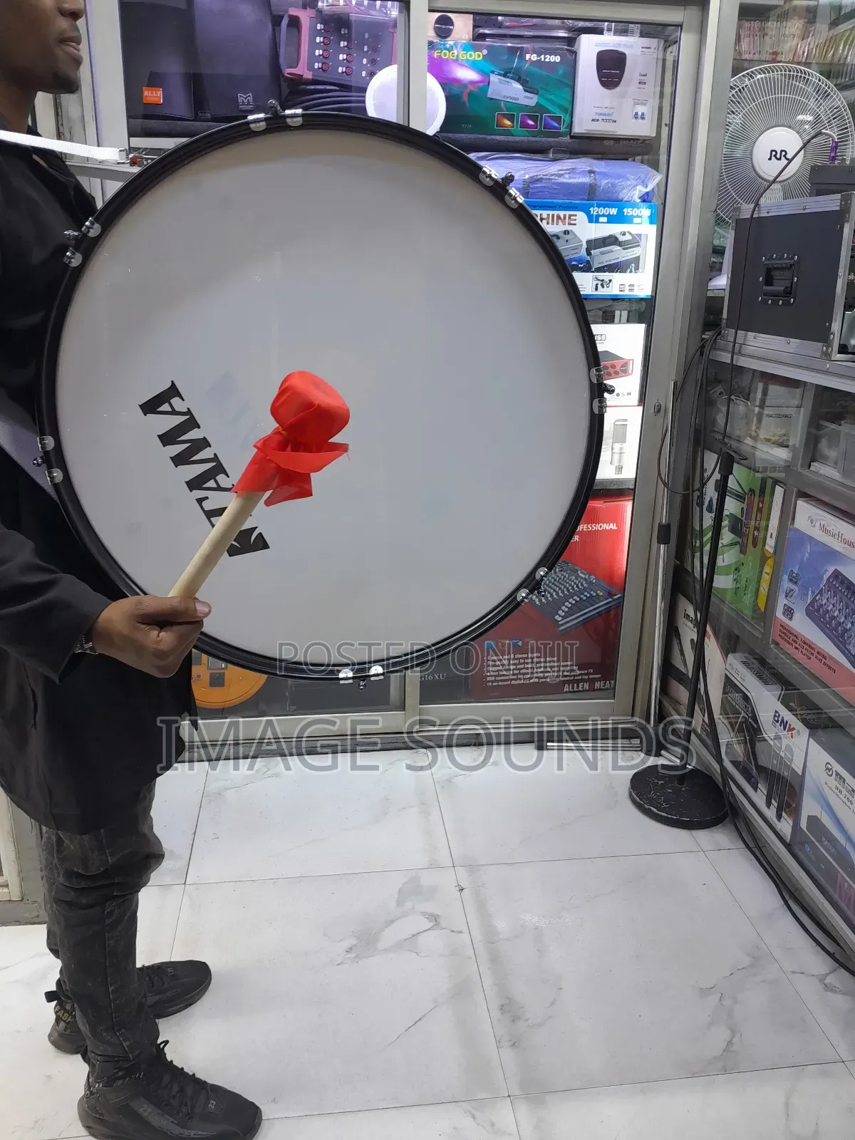 Drum 24inch/Marching Drum With Strap (Red Color)
