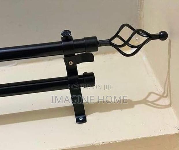 Black Installed Imported Curtain Rods - main view