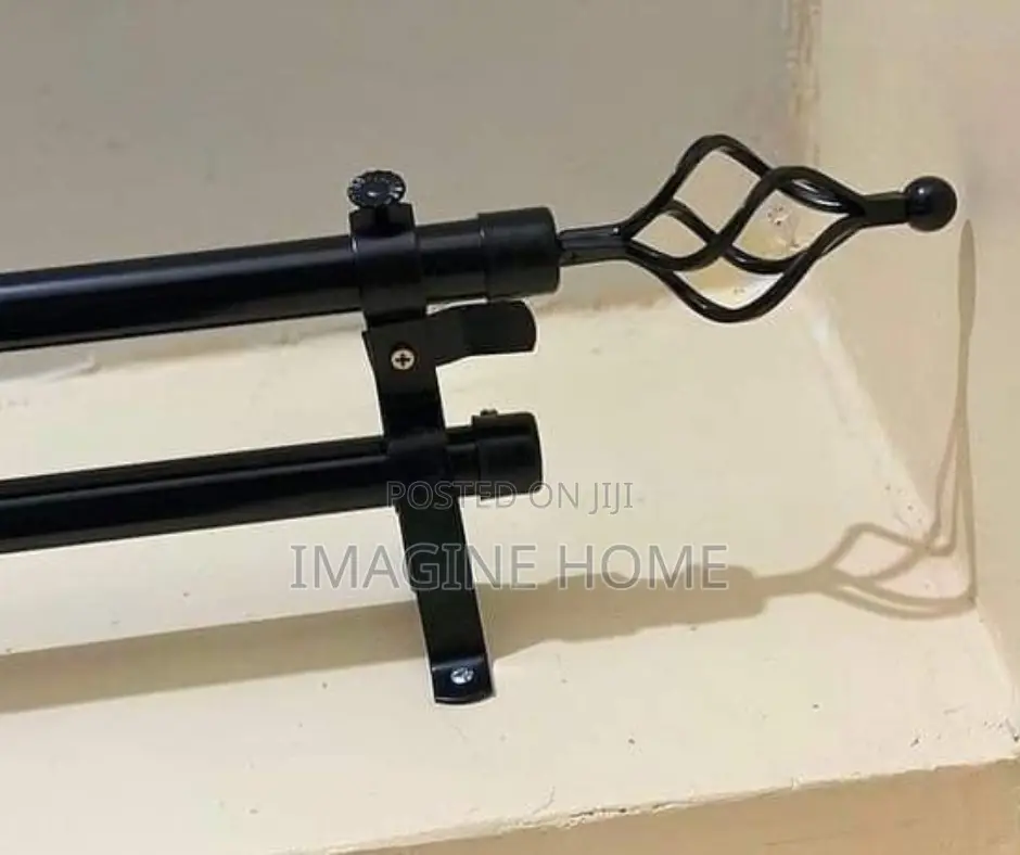 Black Installed Imported Curtain Rods