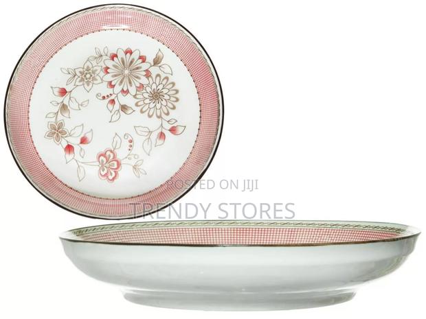 Pink Flowered Ceramic Round Plate - main view