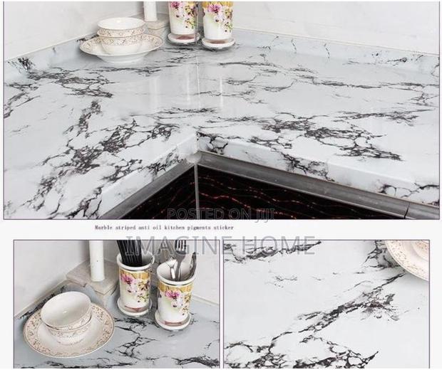 White/Dark Grey Marble Contact Paper - main view