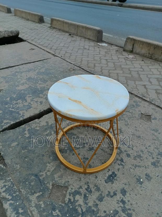 Marble Table, Round With Powder Coated Gold 