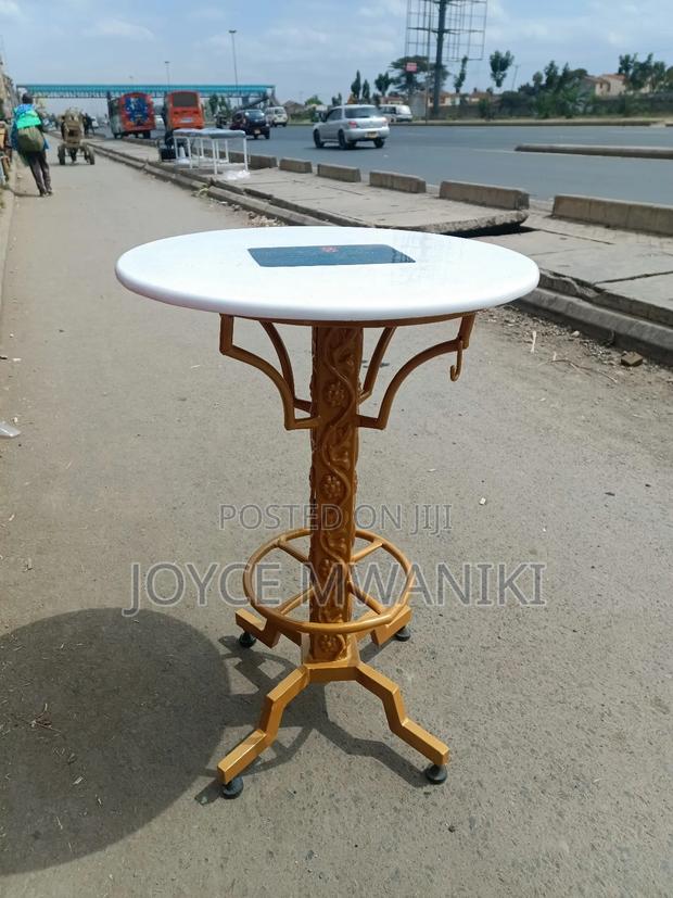 High Bar Marble Table With Powder Coated Gold Frame 