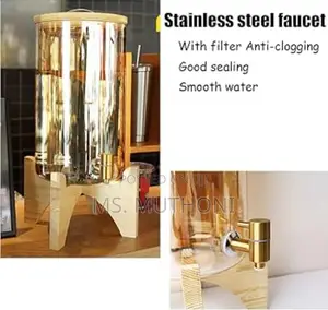 *Bamboo Base and Lid 3.6L Golden Glass Beverage Dispenser