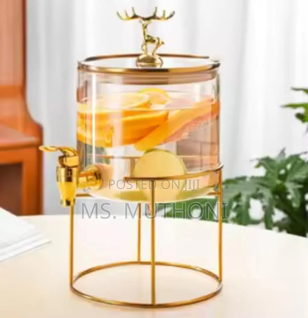 3.6L Golden Steel Base Borosilicate Glass Dispenser