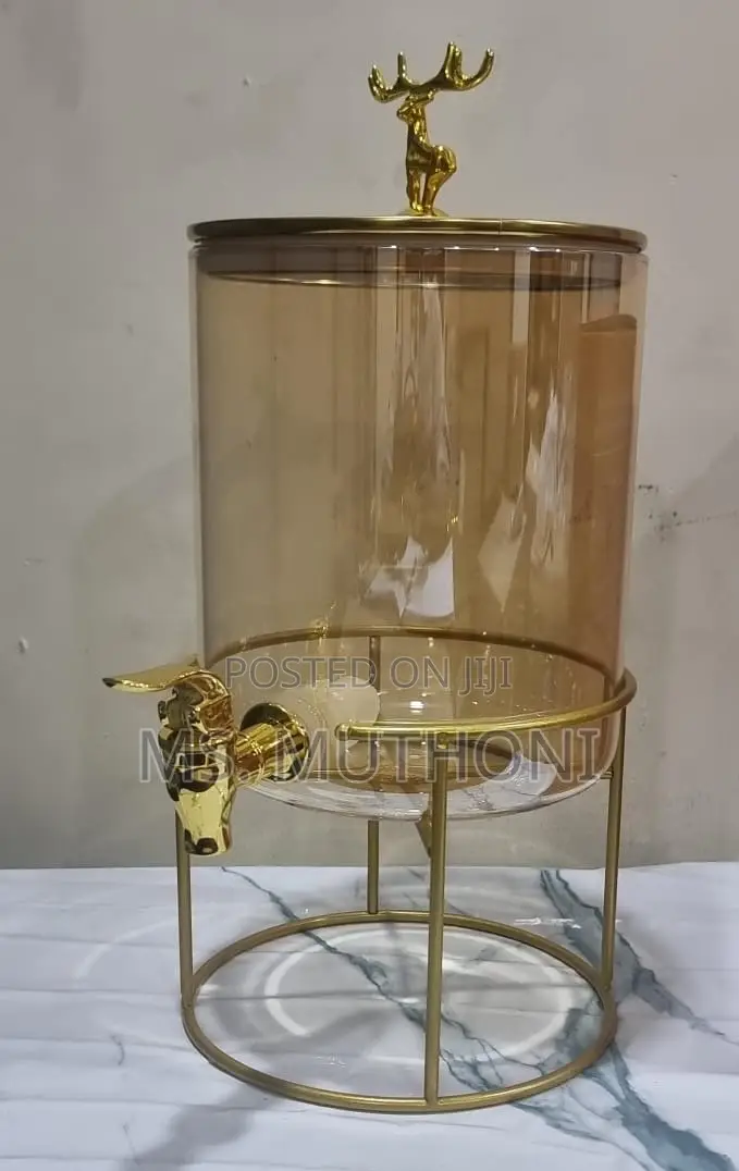 3.6L Golden Steel Base Borosilicate Glass Dispenser