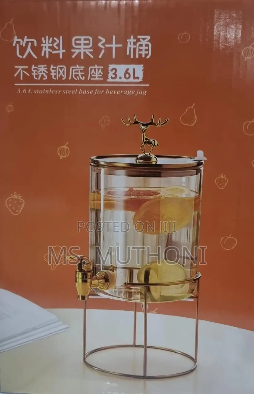 3.6L Golden Steel Base Borosilicate Glass Dispenser