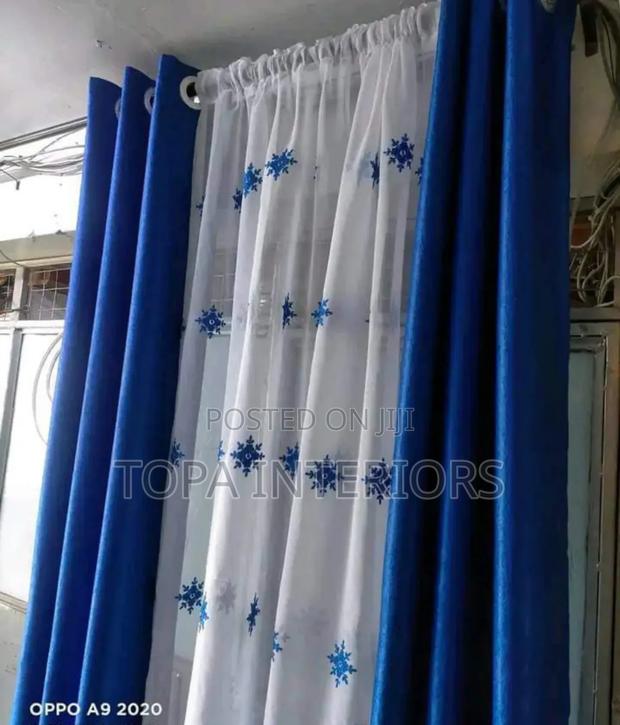Pole Top Design Window Curtains Blue Window Curtains - main view