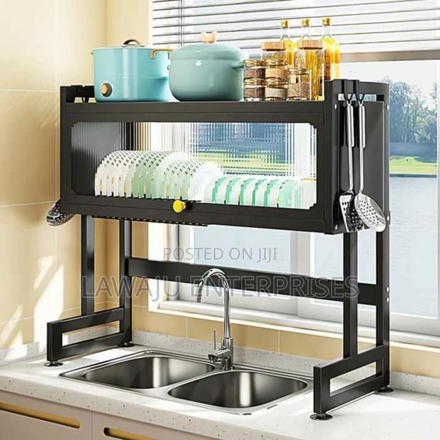 Black Carbon Steel Over the Sink Dish Drainer - main view