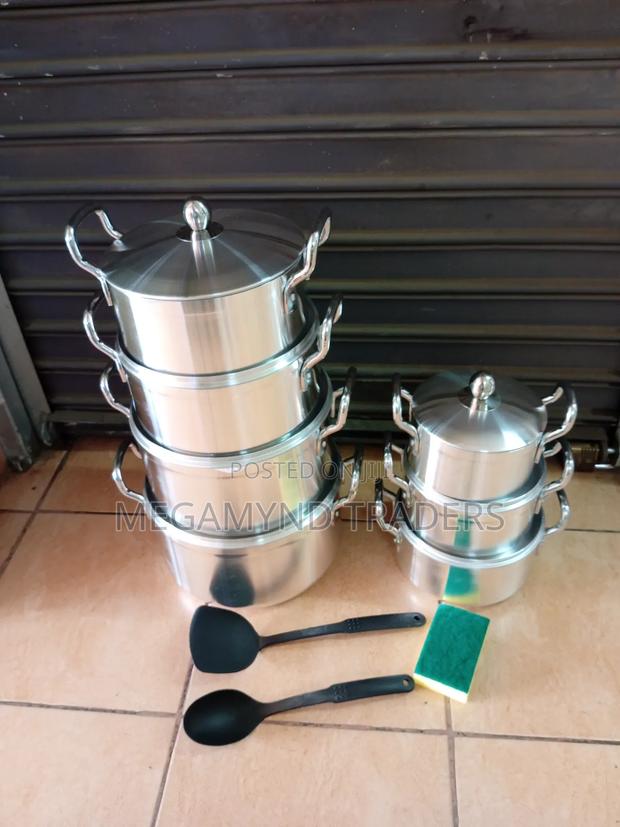7pc Aluminium Sufuria With Handle and Lid