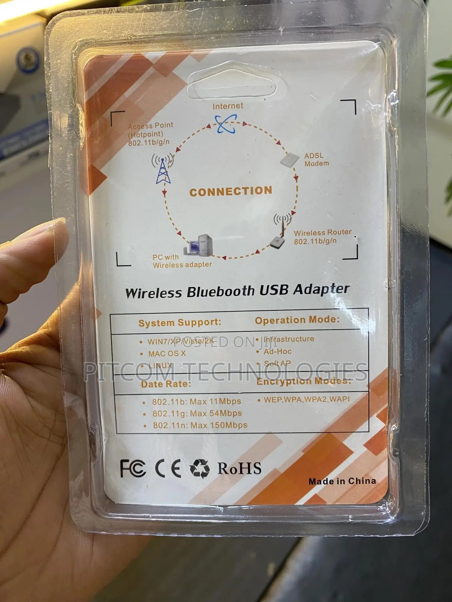 Dual Band. Wi-Fi and Bluetooth Adapter With Antenna