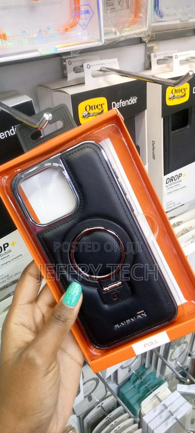 iPhone 13 PRO MAX Magsafe Stand Leather Back Case Cover - thumbnail 3