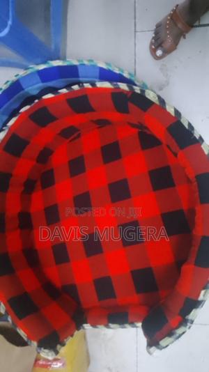 Red Checkered Maasai Cloth Pet Bed Dog Baskets Size - 26" - thumbnail 2