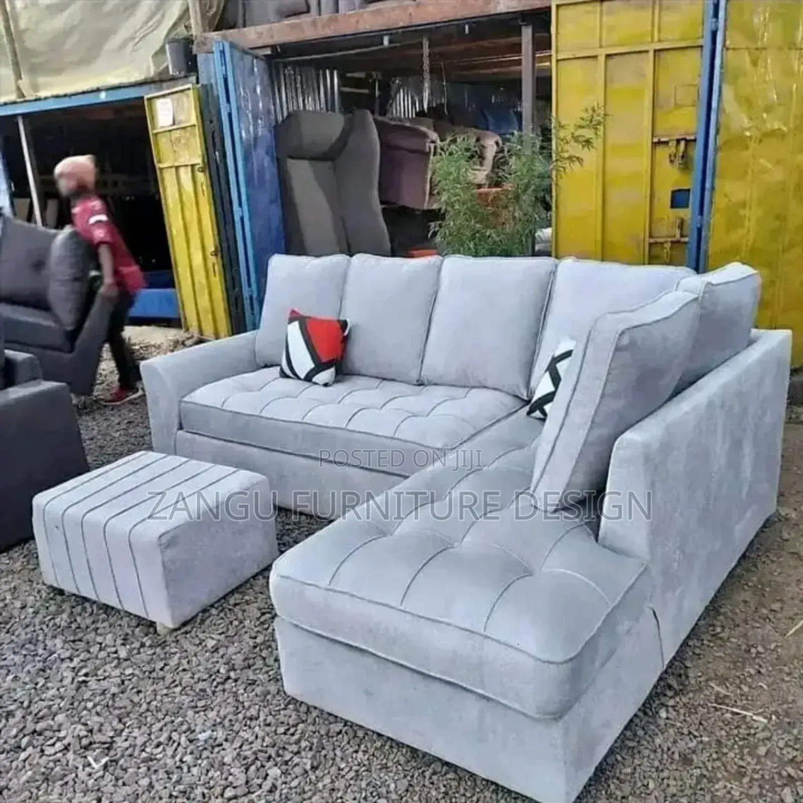 Lshaped Sofa 5-Seater With Fibre and Spring Cushions