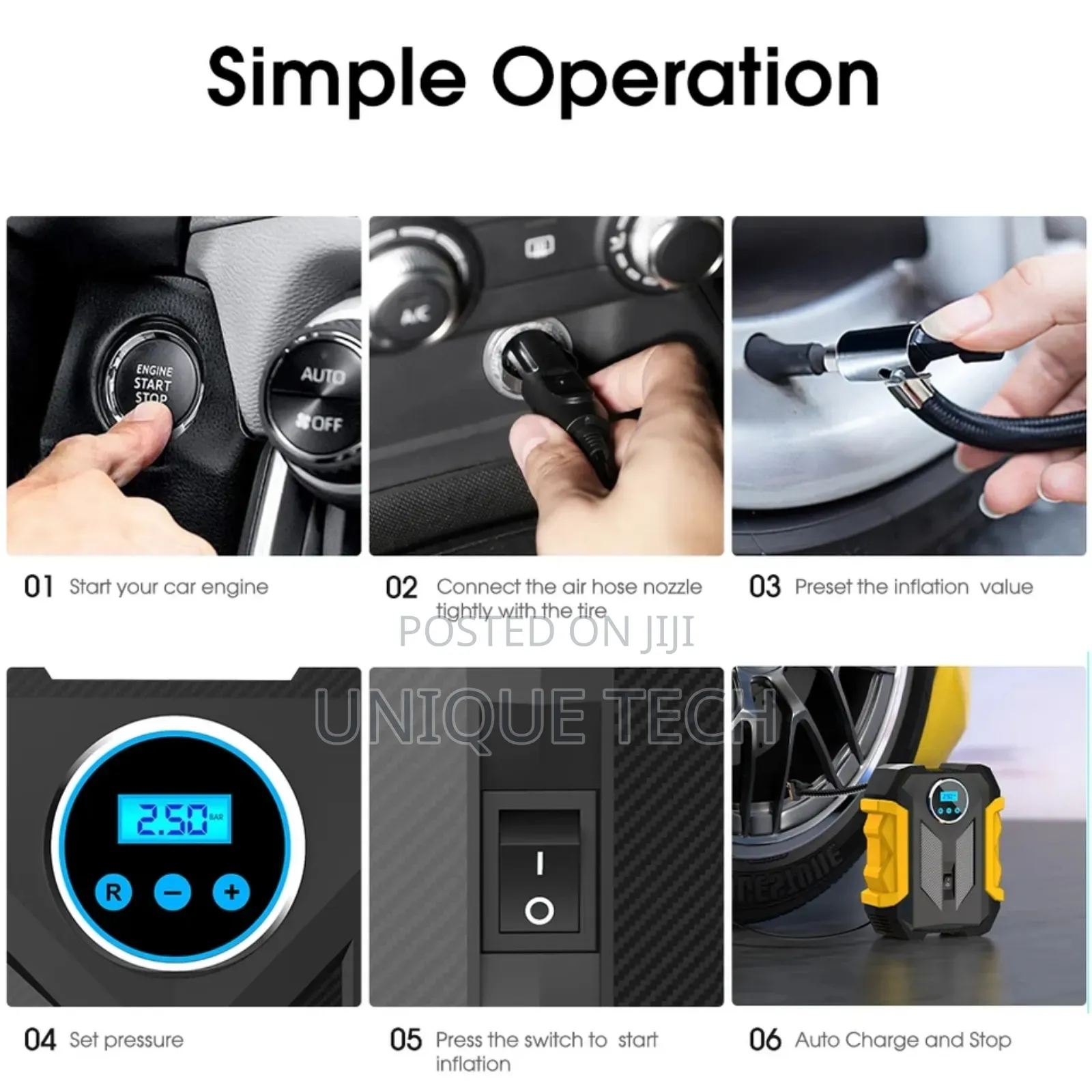 Heavy-Duty Digital Tire Inflator With Pressure Display